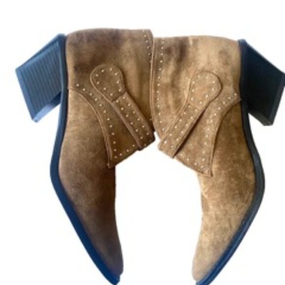 Seven7 Brown Dallas Faux Suede Boot Studded Ankle Bootie Suede Women'sSize 11 - Picture 5 of 8